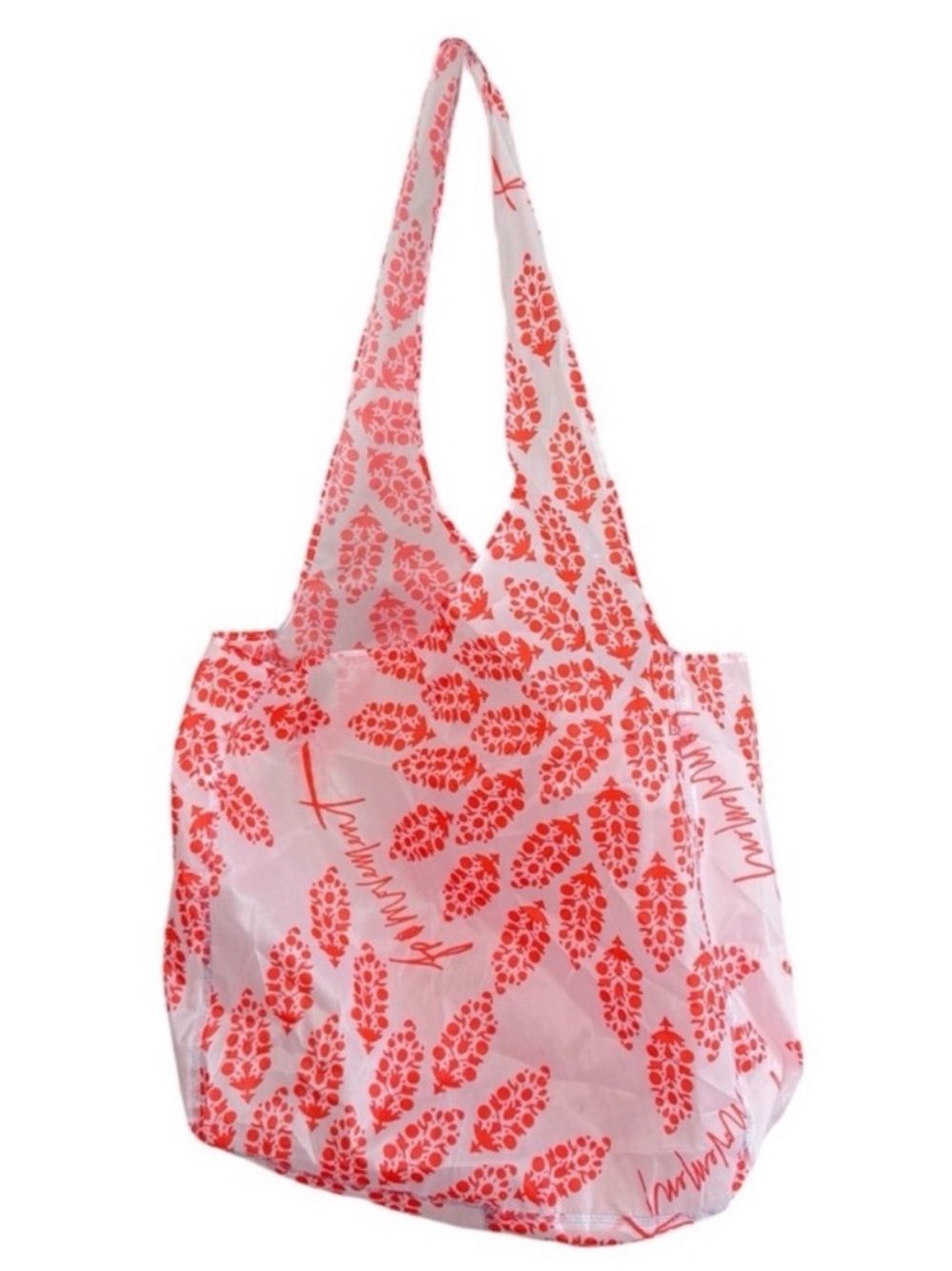 Lightweight Free People White and Orange Reusable Tote Bag